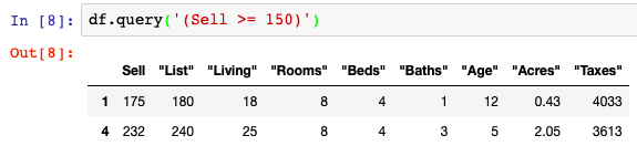 DataFrame.query() approach to selecting rows from a DataFrame