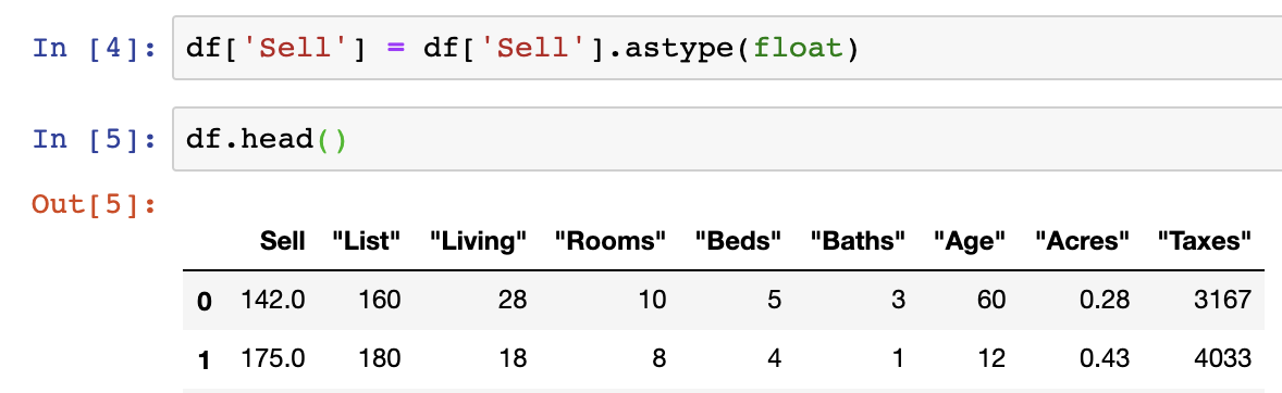 Specify Data Type Pandas Dataframe