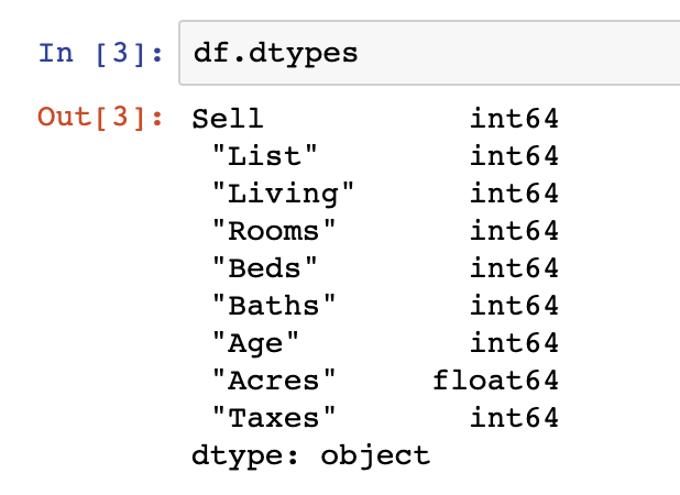 DataFrame.dtypes